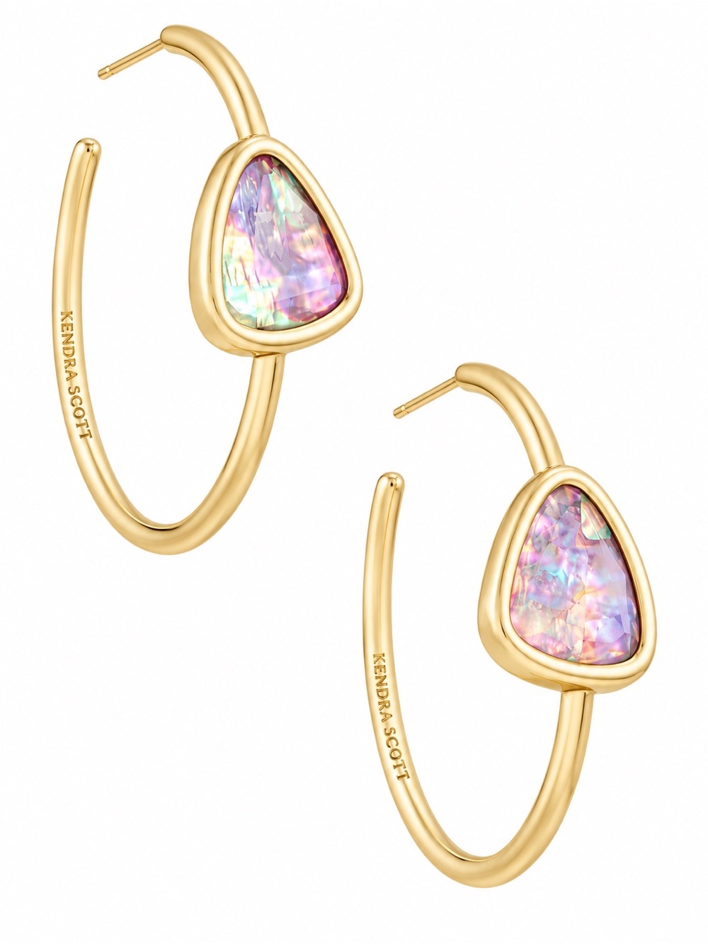 Kendra Scott Margot Gold Hoop Earrings in Lilac Abalone